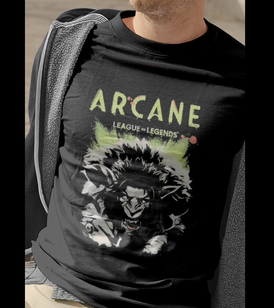 Arcane League Of Legends Ekko Screaming Face Graphic T-Shirt