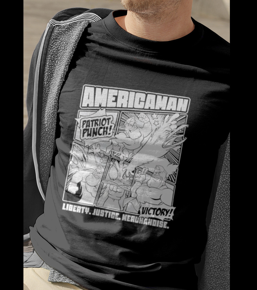 Americaman Patriot Punch Victory Liberty Vs. Injustice T-Shirt