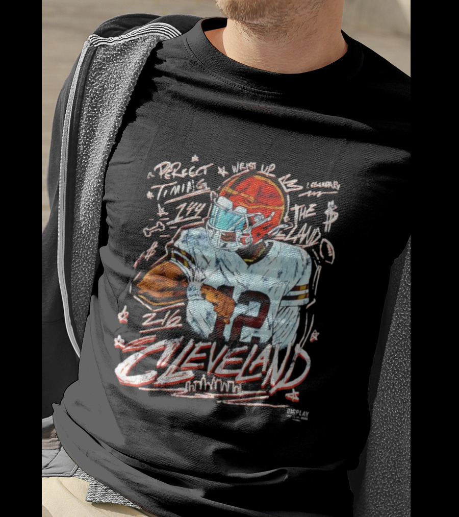 Cleveland Perfect Timing The Land 12 Vintage Football Player T-Shirt
