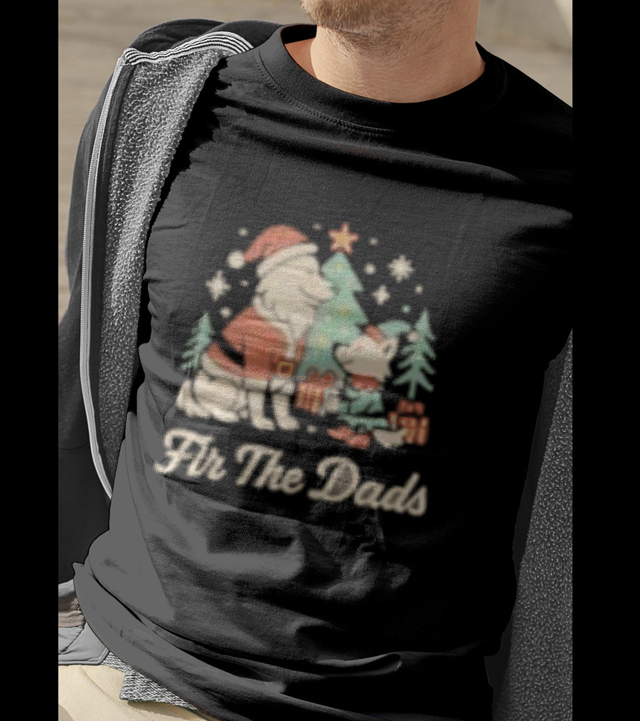 Fir The Dads Christmas Wolves Santa And Elf T-Shirt