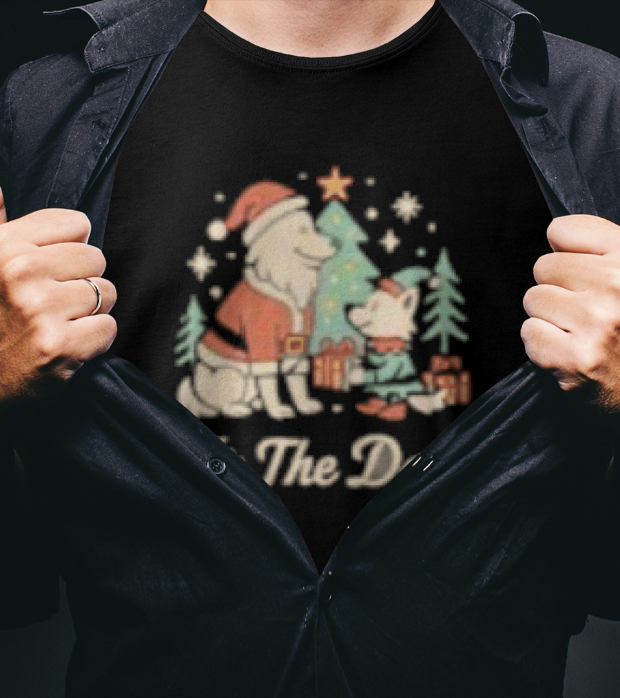 Fir The Dads Christmas Wolves Santa And Elf T-Shirt