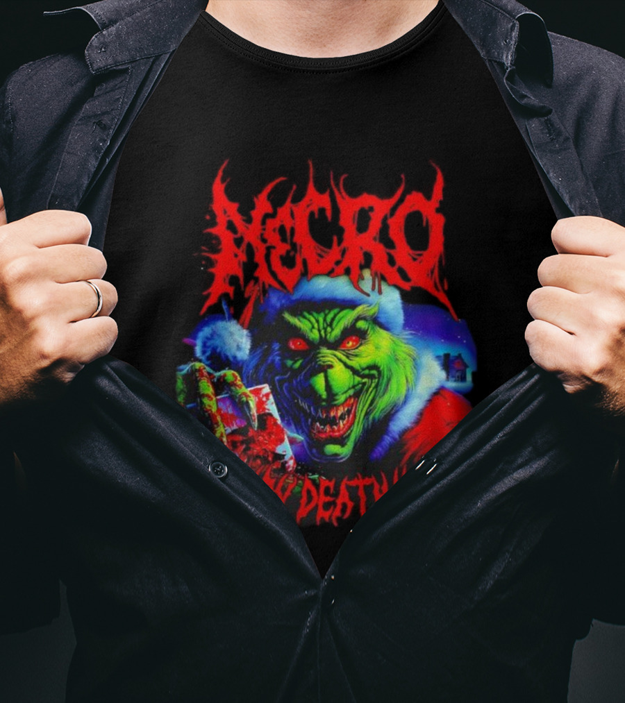Necro Grinch Scary Deathmas Holiday Horror T-Shirt