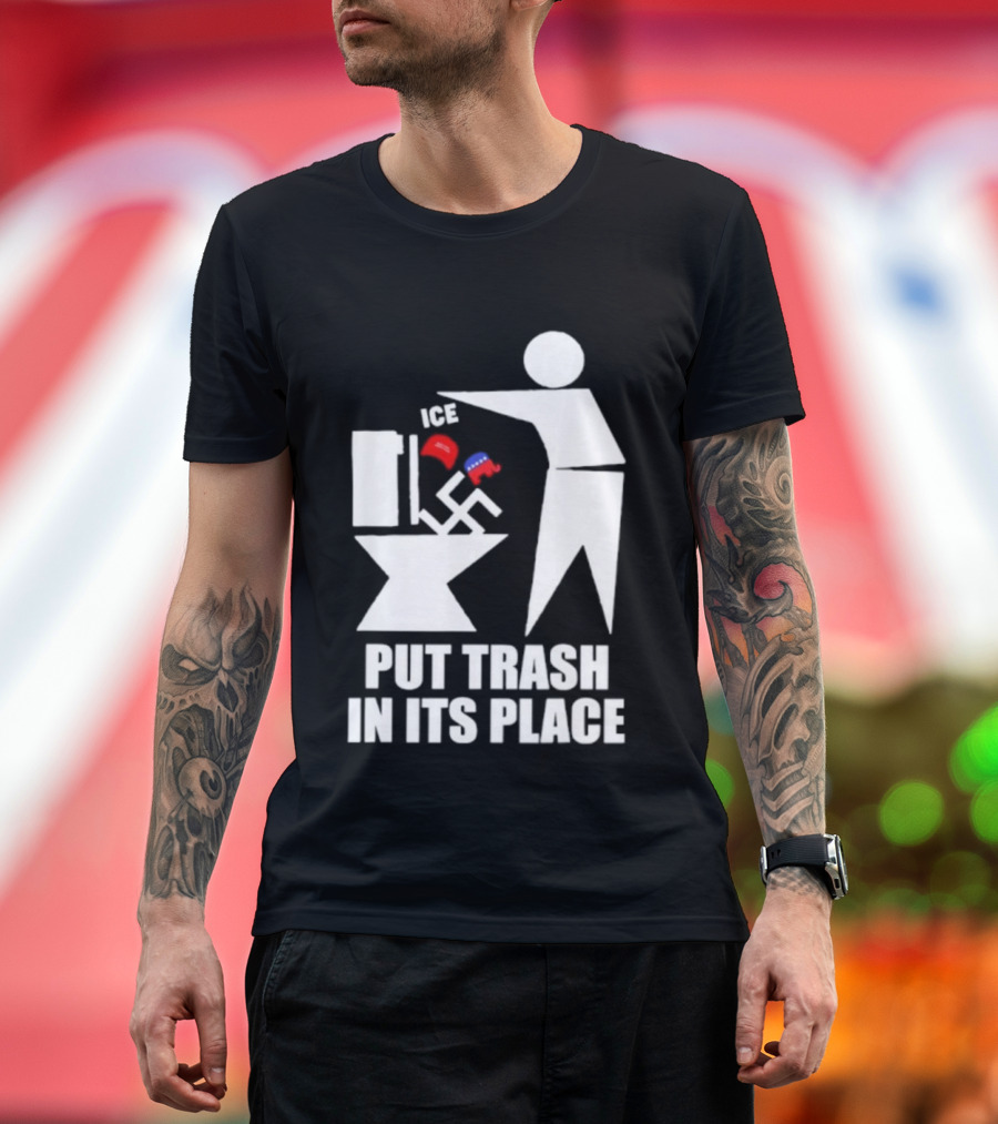 Ice Put Trash In Its Place Boxing Gloves Trash Can Graphic T-Shirt