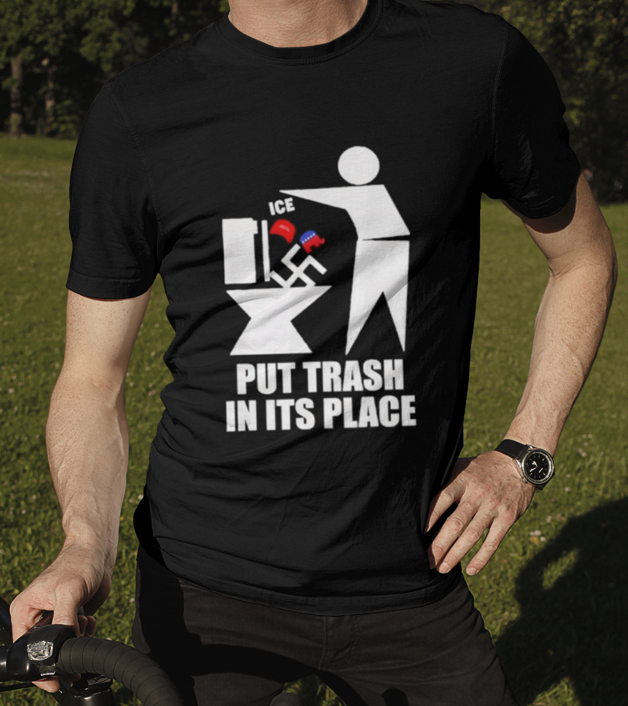 Ice Put Trash In Its Place Boxing Gloves Trash Can Graphic T-Shirt