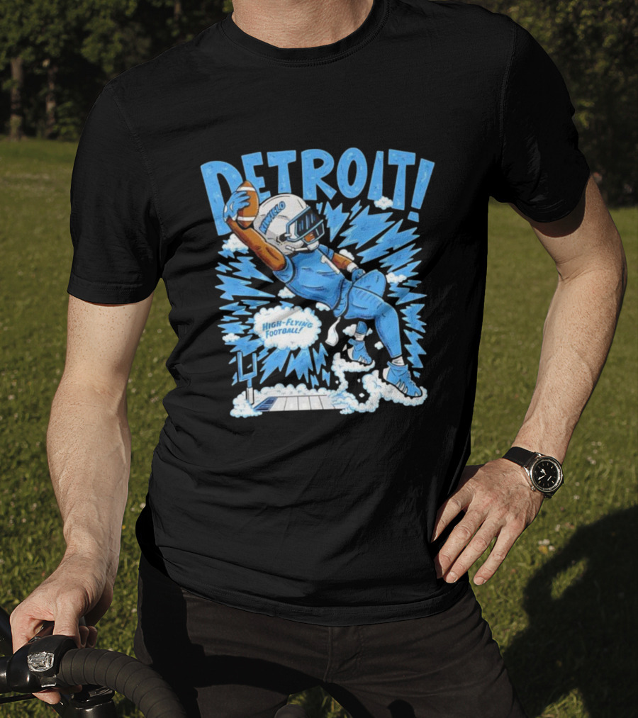 Detroit Lions Jameson Williams High-Flying Football Kiwiclop Collection T-Shirt