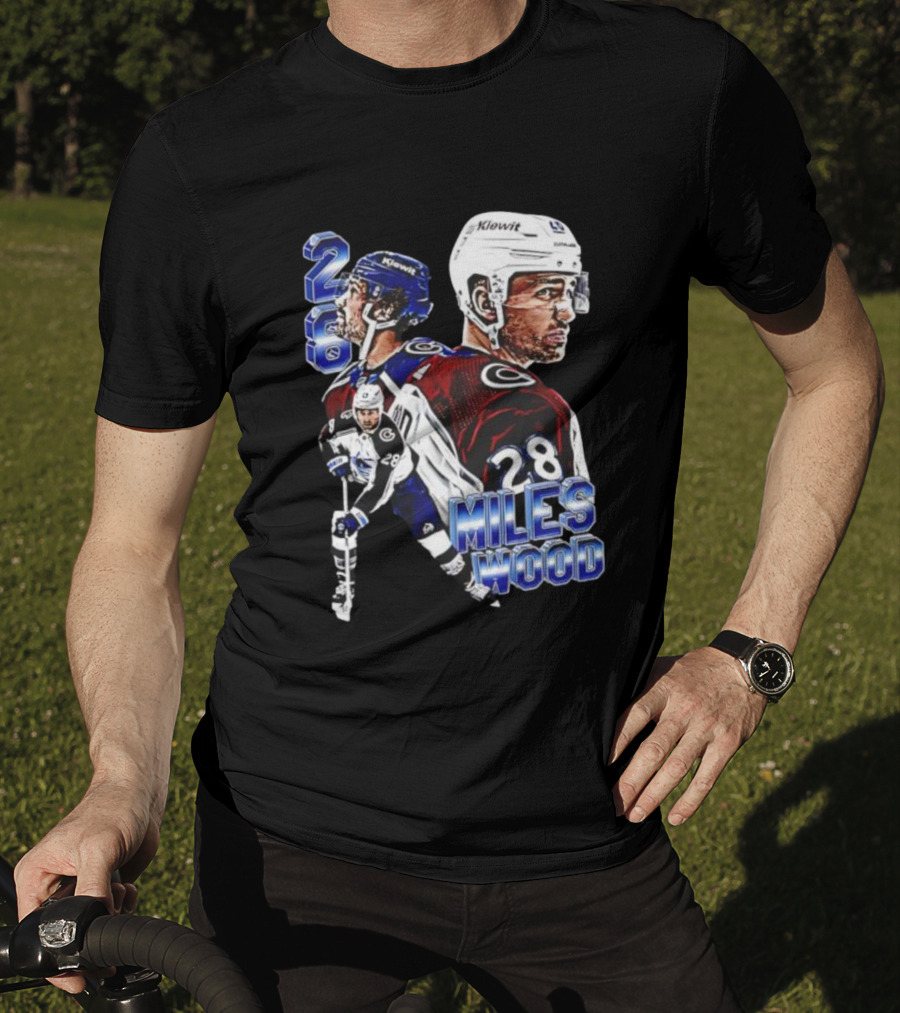 Miles Wood Colorado Avalanche Number 28 Hockey Player Collage T-Shirt