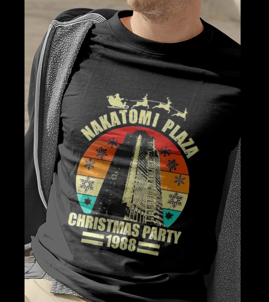 Nakatomi Plaza Christmas Party 1988 Vintage Retro Snowflakes T-Shirt