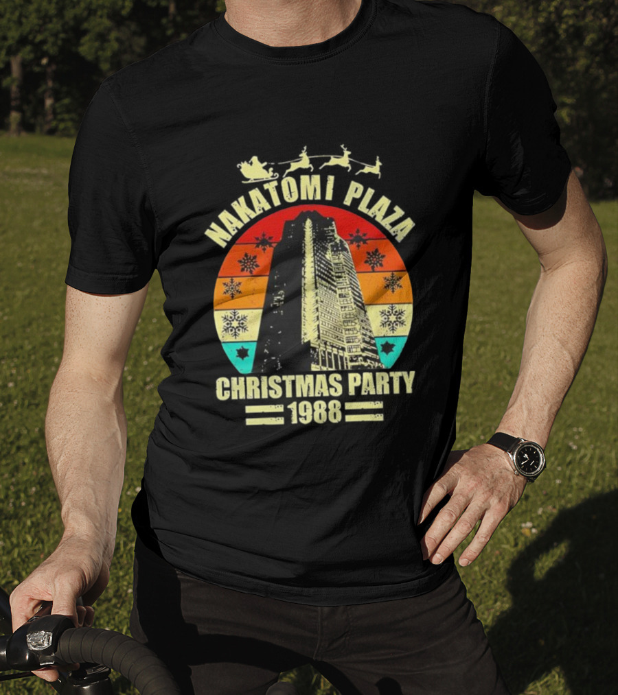 Nakatomi Plaza Christmas Party 1988 Vintage Retro Snowflakes T-Shirt