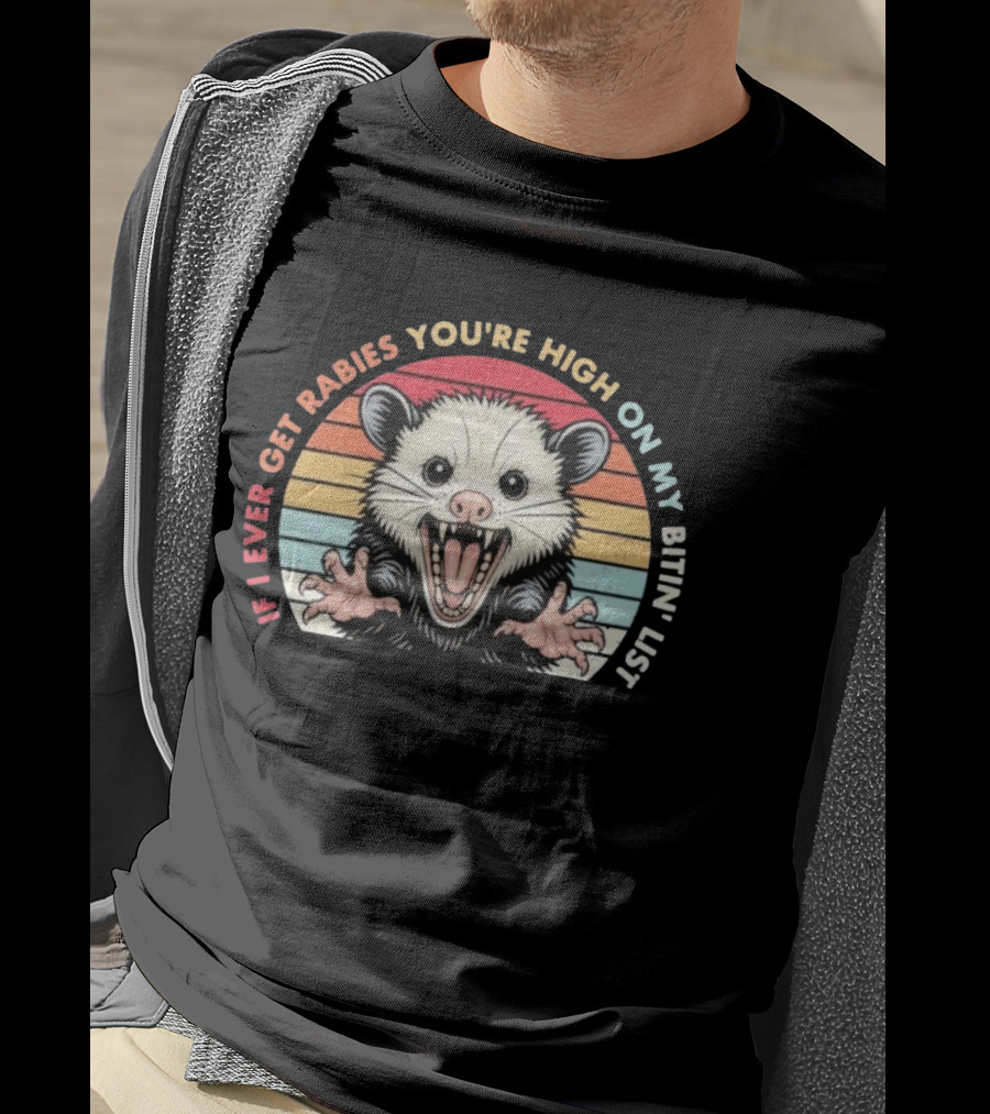 Rabies Biting List Opossum Vintage Retro Style T-Shirt