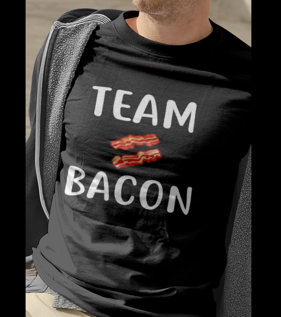 Team Bacon Two Strips Of Bacon Fun Fan Statement T-Shirt
