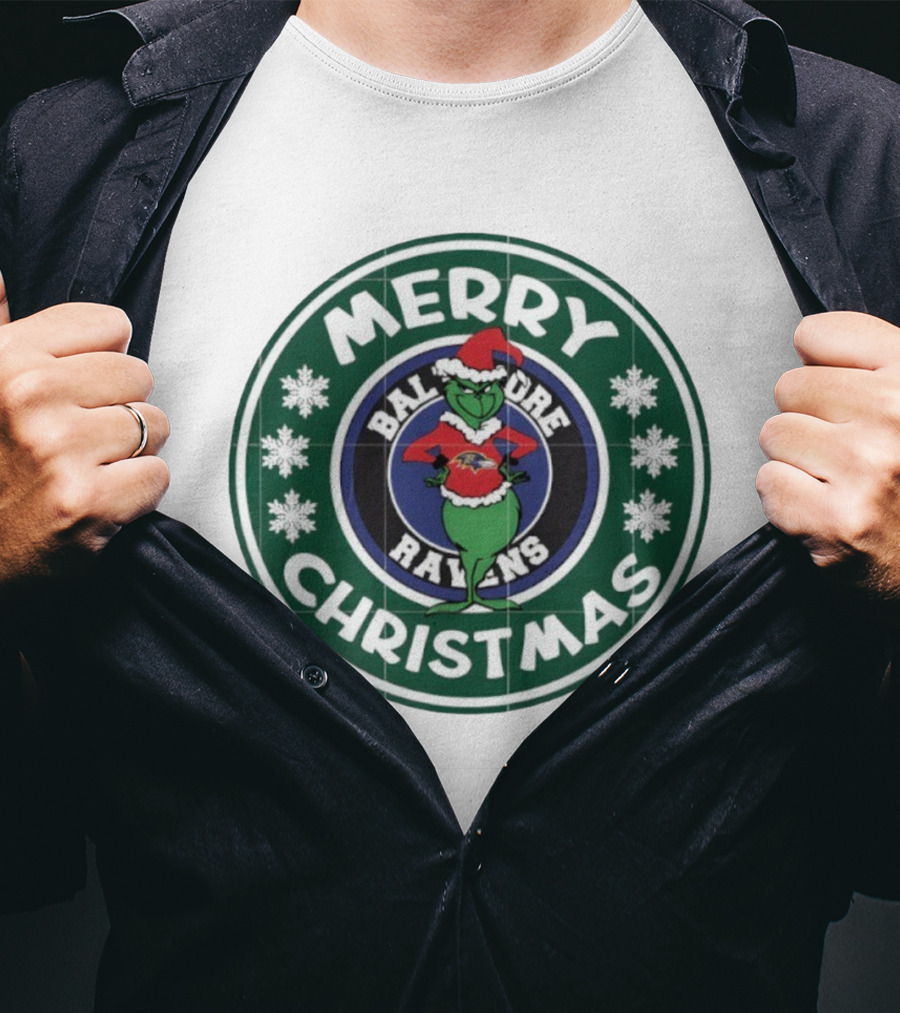 Merry Christmas Baltimore Ravens Grinch T-Shirt