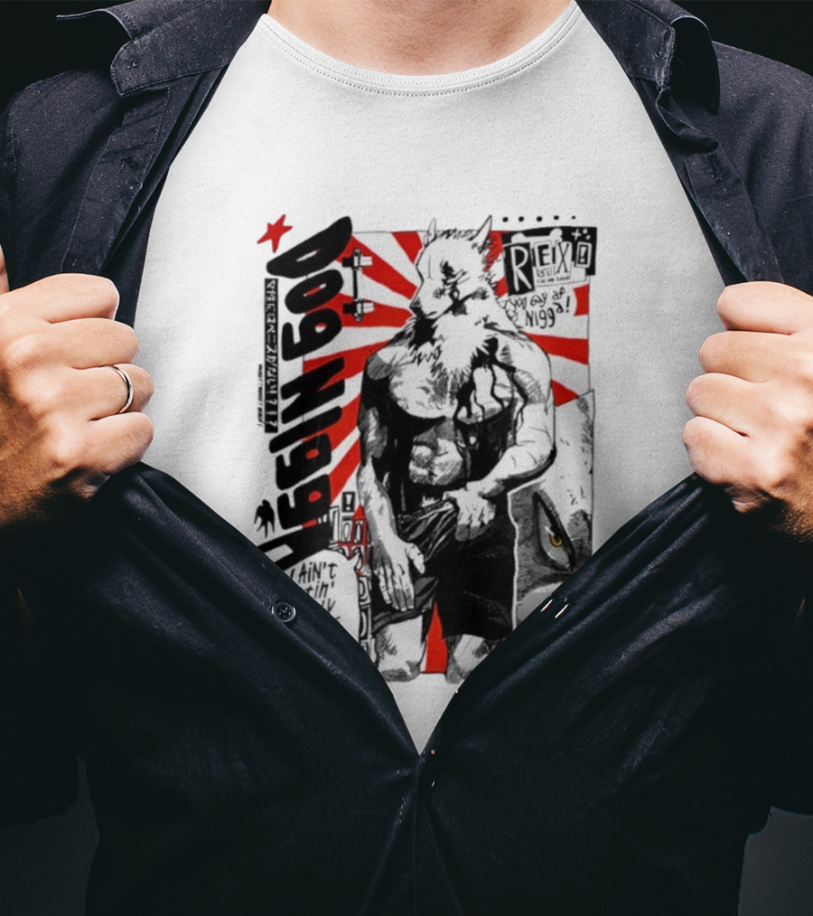 Dog Ningen Food Rex Manga Comic Style T-Shirt