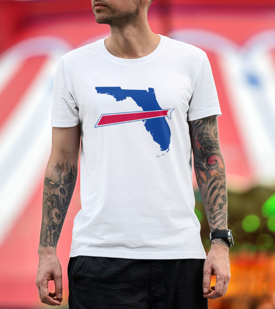 Florida Buffalo Bills Backers Map Outline Classic Fan Symbol T-Shirt