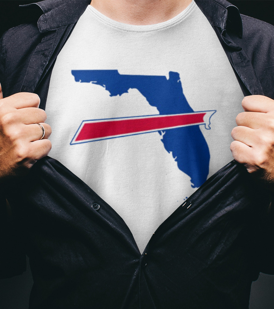 Florida Buffalo Bills Backers Map Outline Classic Fan Symbol T-Shirt