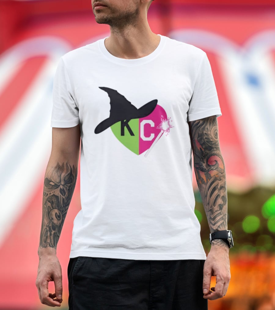 Wicked KC Heart Witch Hat Wand Pink Green Halloween T-Shirt