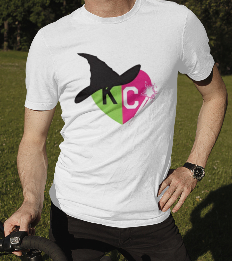 Wicked KC Heart Witch Hat Wand Pink Green Halloween T-Shirt