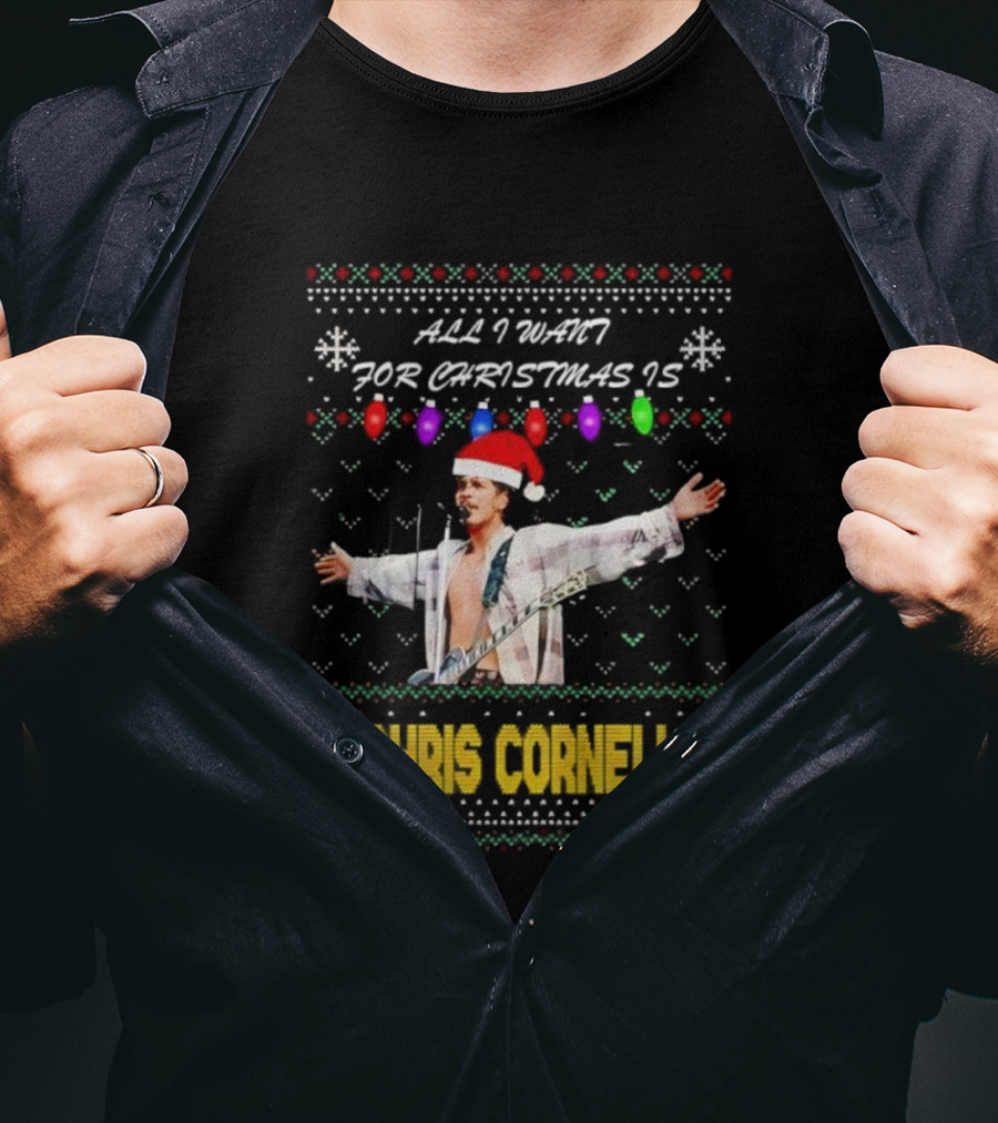 All I Want For Christmas Is Chris Cornell Holiday Lights Snowflakes T-Shirt