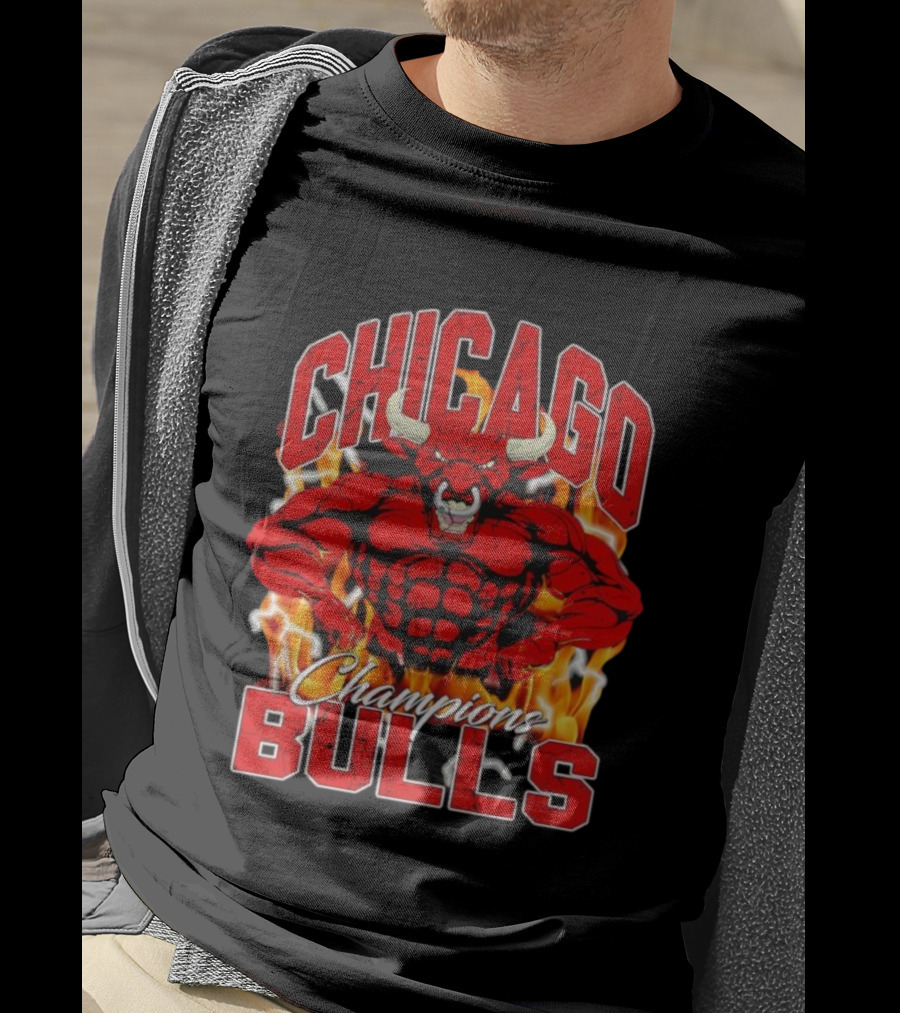 Chicago Bulls Champions Mascot Flames T-Shirt