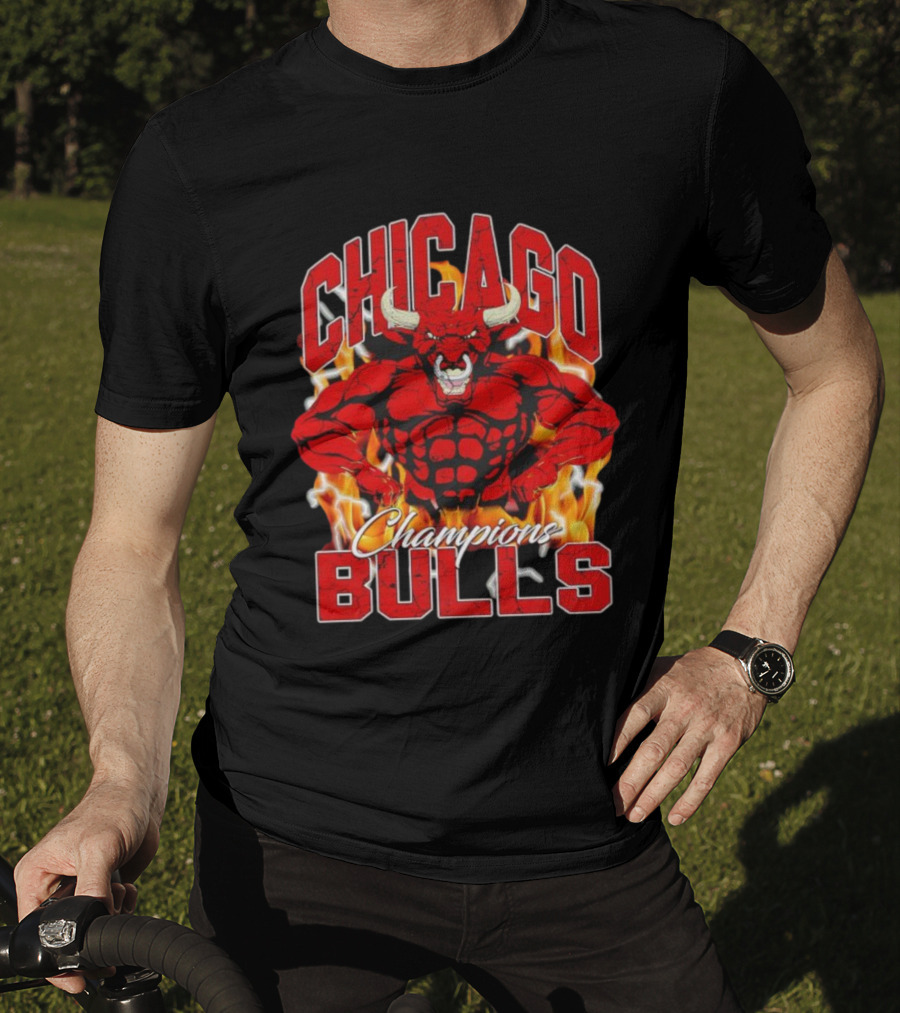 Chicago Bulls Champions Mascot Flames T-Shirt