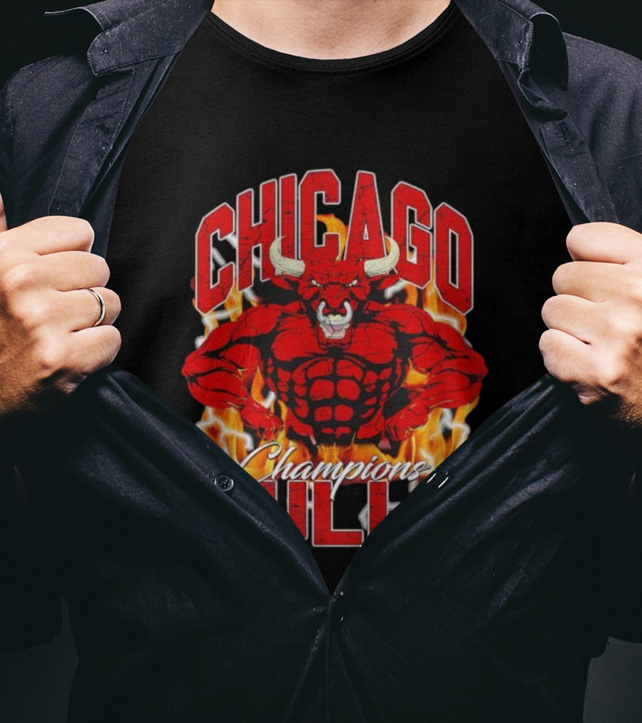 Chicago Bulls Champions Mascot Flames T-Shirt