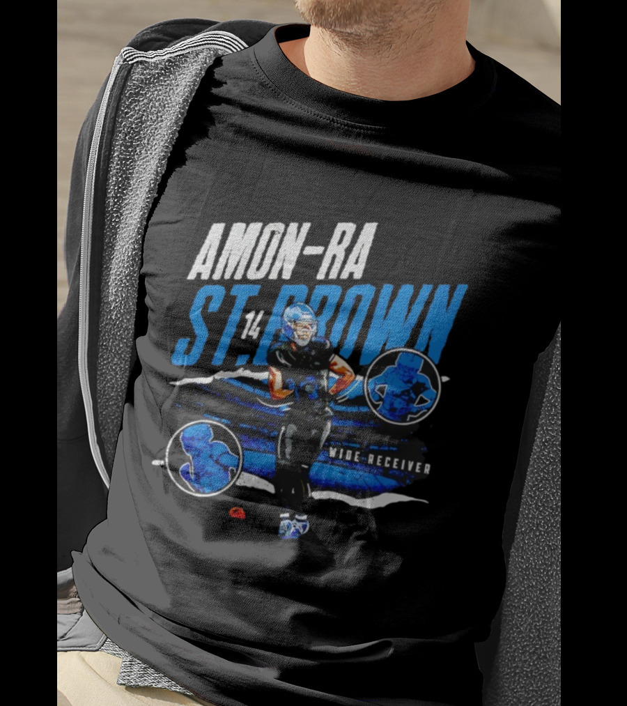 Amon-Ra St Brown 14 Detroit Lions Wide Receiver Football Player Graphic T-Shirt