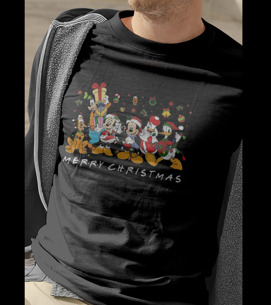 Disney Mickey And Friends Xmas Lights Merry Christmas Pluto Goofy Donald Minnie T-Shirt