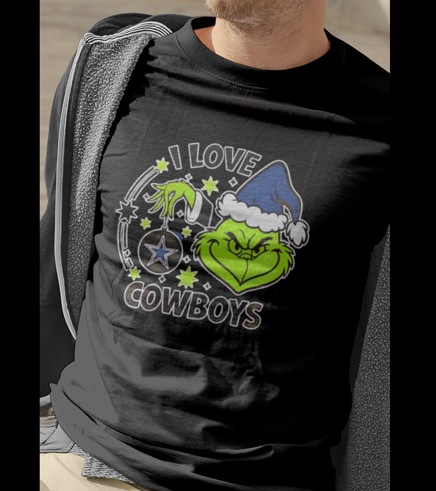 I Love Cowboys Grinch Christmas Dallas Star Ornament T-Shirt