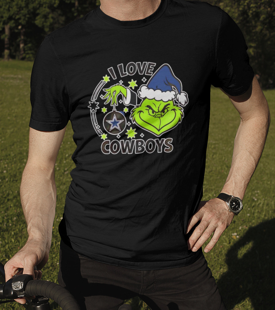 I Love Cowboys Grinch Christmas Dallas Star Ornament T-Shirt