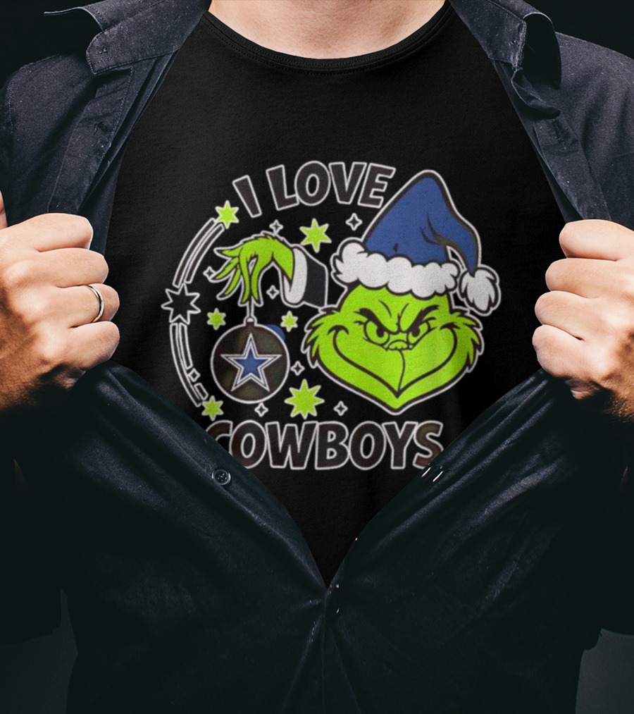 I Love Cowboys Grinch Christmas Dallas Star Ornament T-Shirt