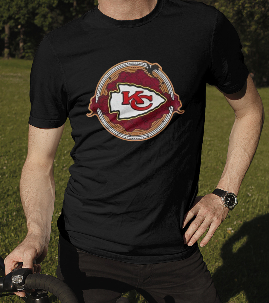 Kansas City Chiefs Arrowhead Emblem With Dragon And Rose Wings T-Shirt