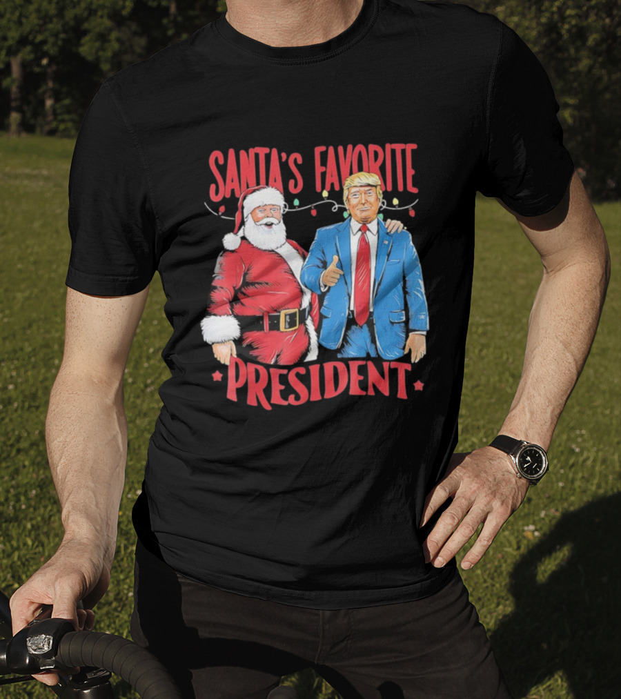 Santa's Favorite President Christmas Light Santa Trump T-Shirt