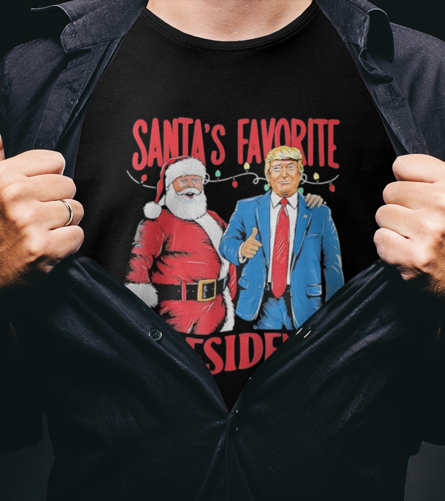 Santa's Favorite President Christmas Light Santa Trump T-Shirt