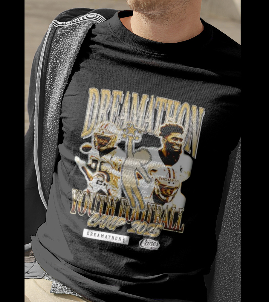 Dreamathon Football Camp 2025 Thompson New Orleans Saints Cane's T-Shirt