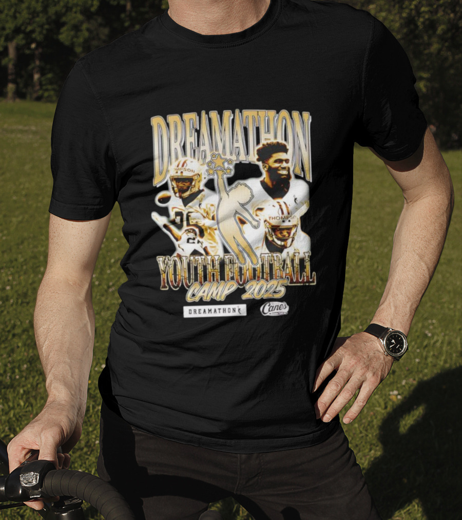 Dreamathon Football Camp 2025 Thompson New Orleans Saints Cane's T-Shirt