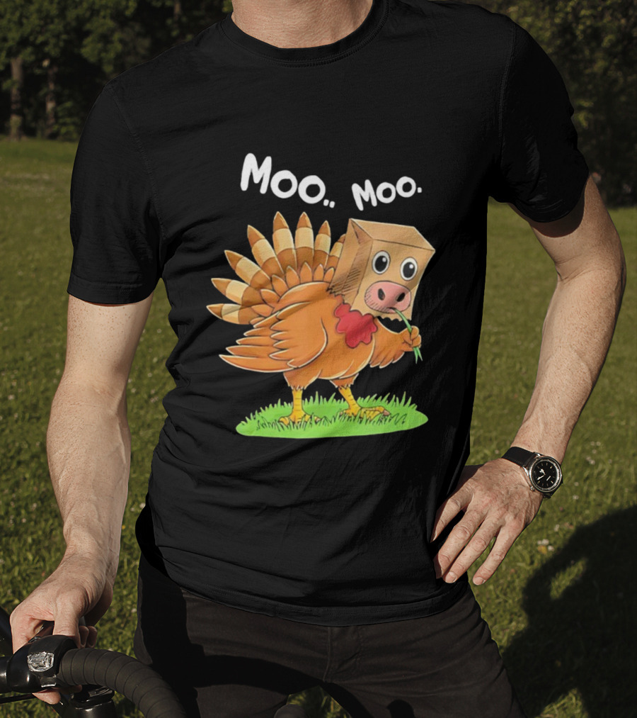 Turkey Cow Moo Moo Thanksgiving Funny T-Shirt