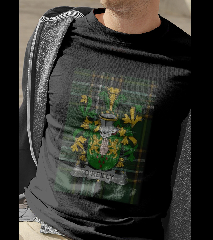 O'Reilly Personalized Irish Family Crest Coat Of Arms Plaid T-Shirt