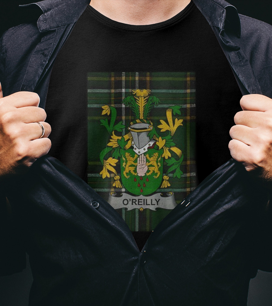 O'Reilly Personalized Irish Family Crest Coat Of Arms Plaid T-Shirt