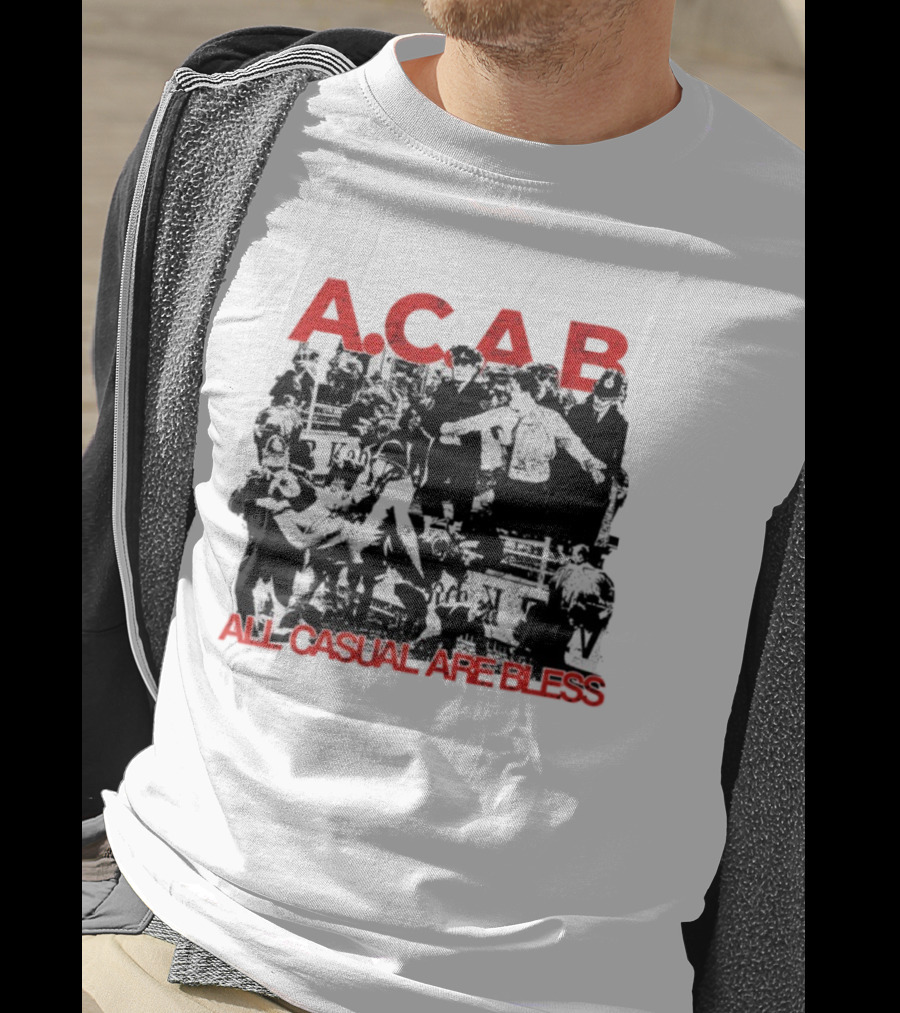 A.C.A.B All Casual Are Bless Red Text Black And White Scene T-Shirt