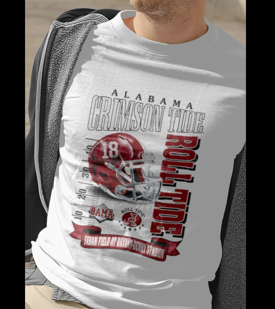Alabama Crimson Tide Bama Roll Tide Helmet Saban Field At Bryant Denny Stadium T-Shirt