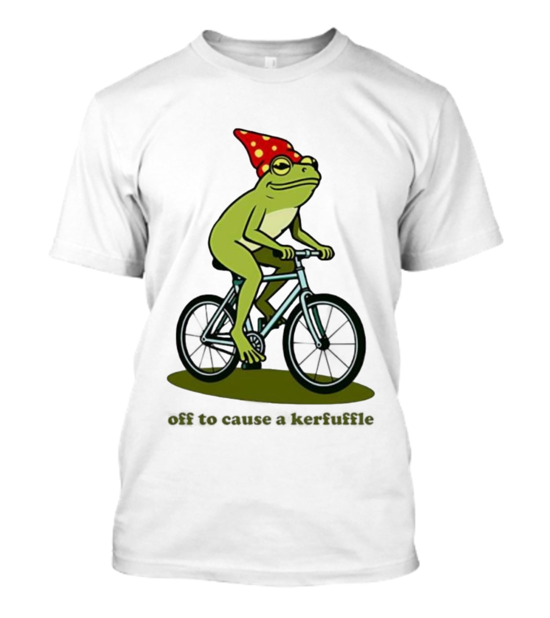 Frog Gnome Hat Bicycle Ride Off To Cause A Kerfuffle T-Shirt