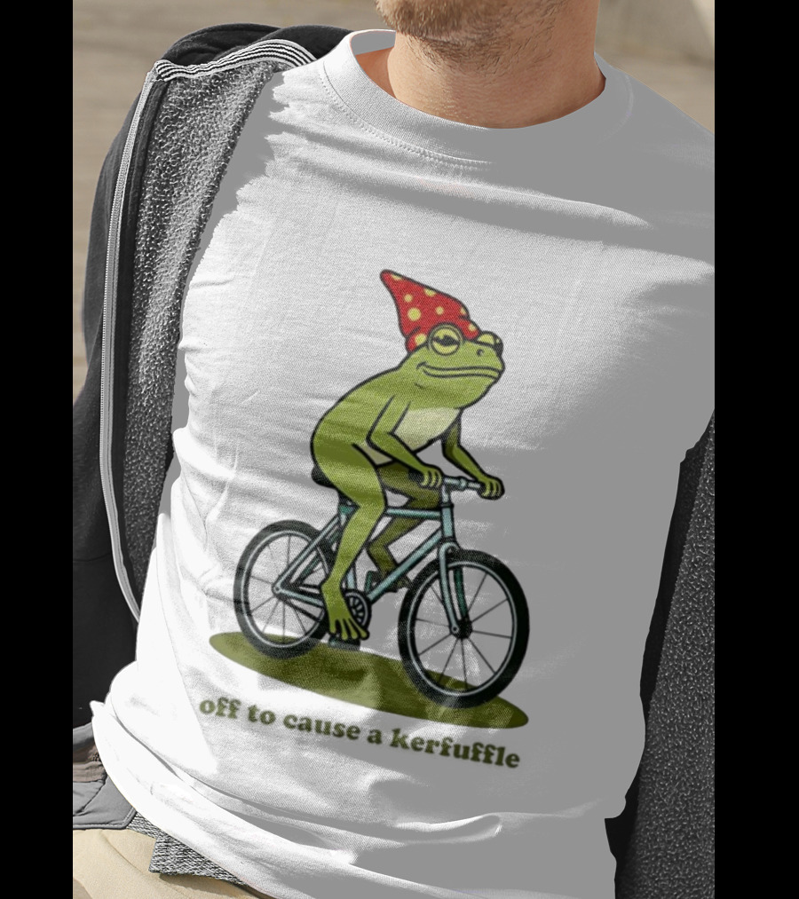 Frog Gnome Hat Bicycle Ride Off To Cause A Kerfuffle T-Shirt