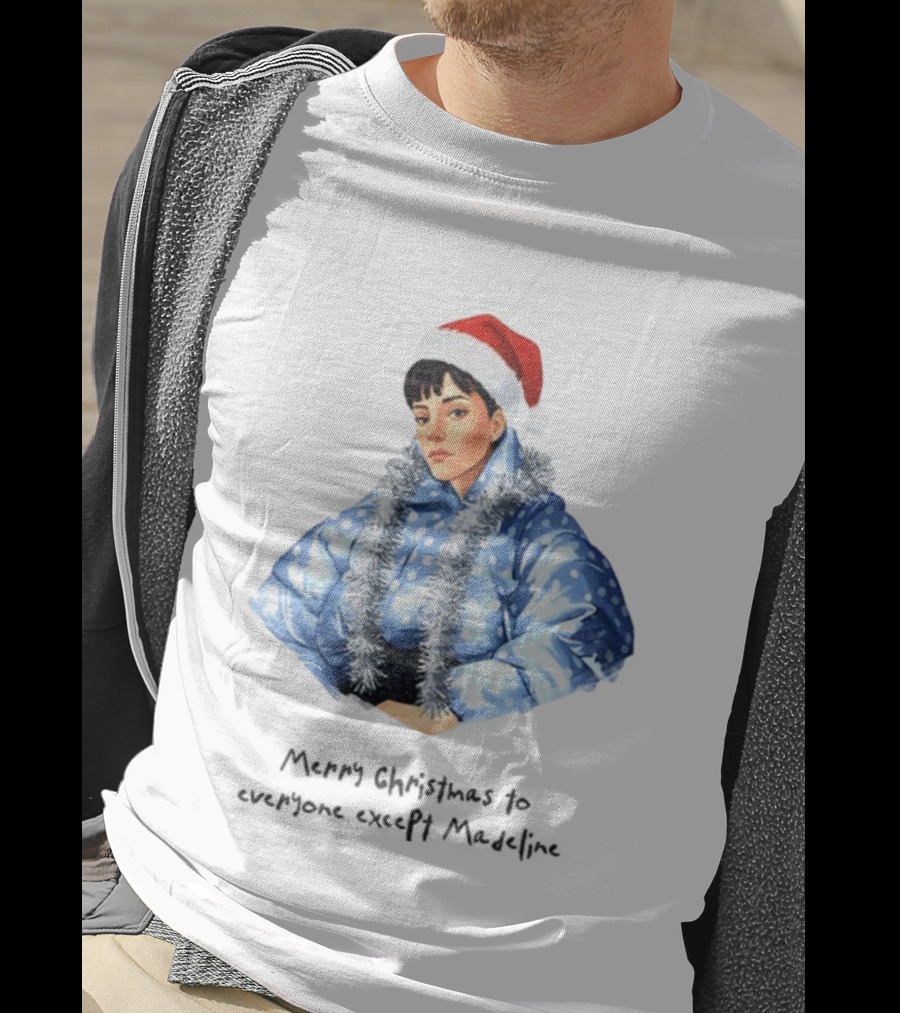 Lily Allen Cartoon Santa Hat Merry Christmas Snowflakes Madeline T-Shirt