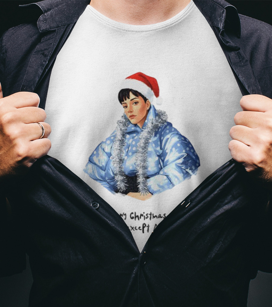 Lily Allen Cartoon Santa Hat Merry Christmas Snowflakes Madeline T-Shirt