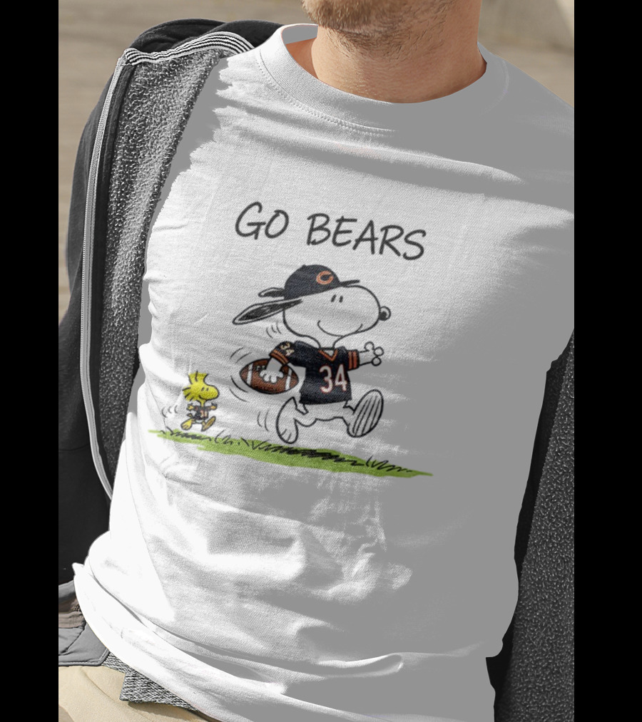 Snoopy Woodstock Chicago Bears Football Go Bears Cartoon Characters T-Shirt