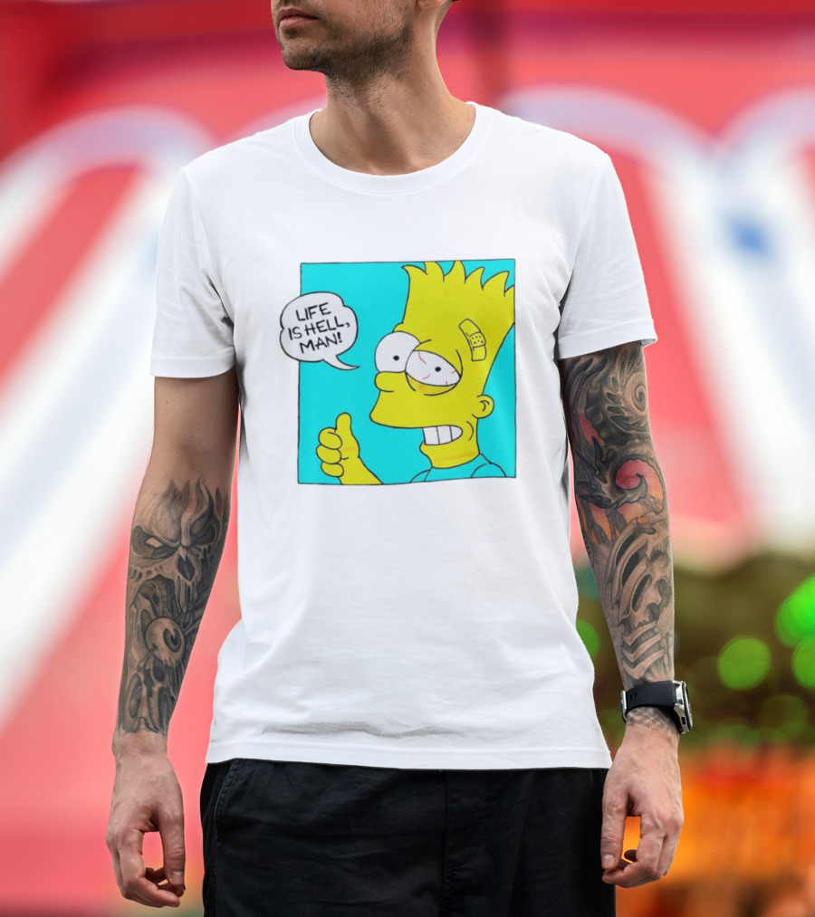 Bart Simpsons Life Is Hell Man Bandaged Head T-Shirt