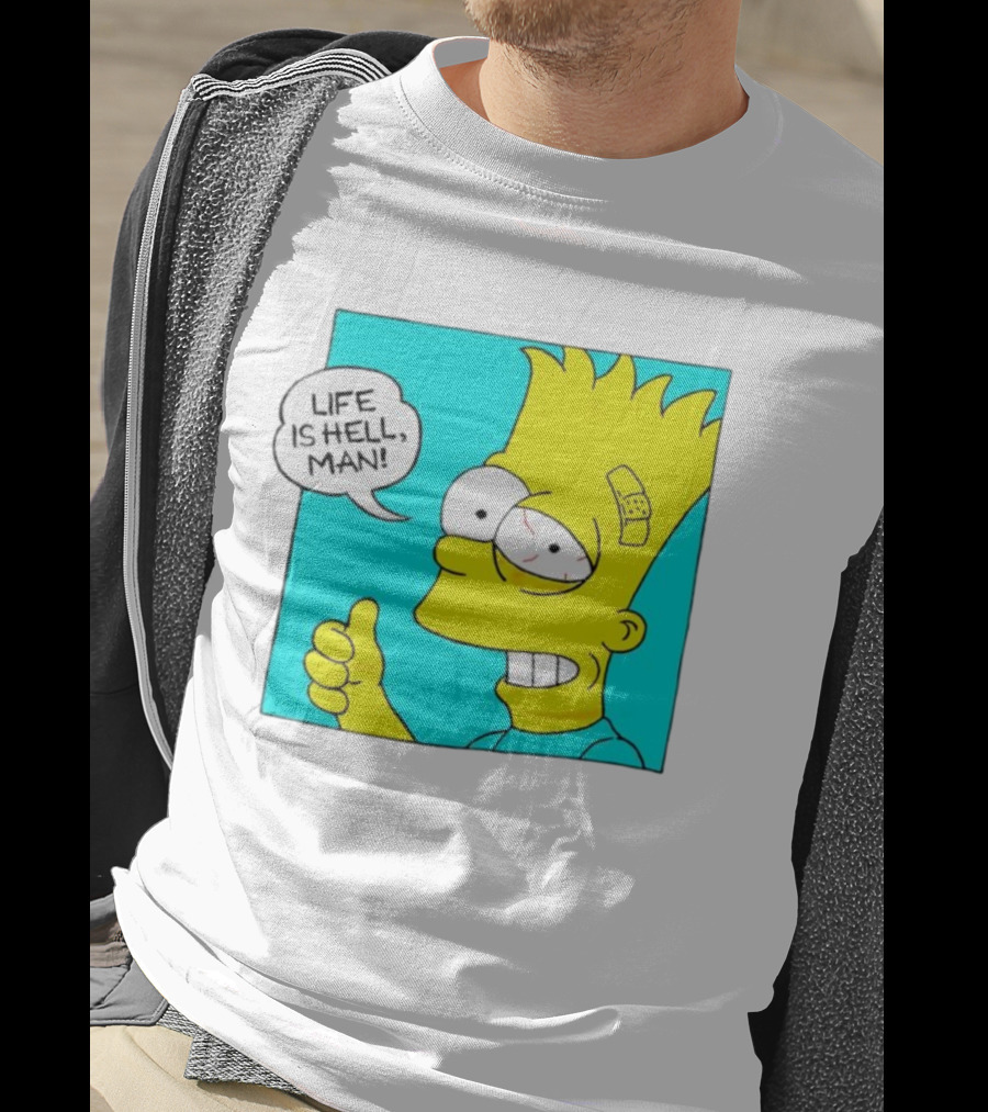 Bart Simpsons Life Is Hell Man Bandaged Head T-Shirt