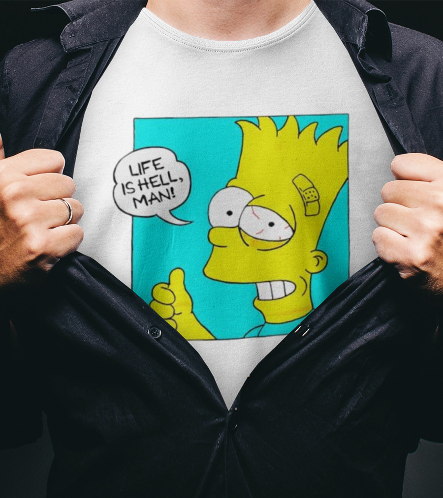 Bart Simpsons Life Is Hell Man Bandaged Head T-Shirt