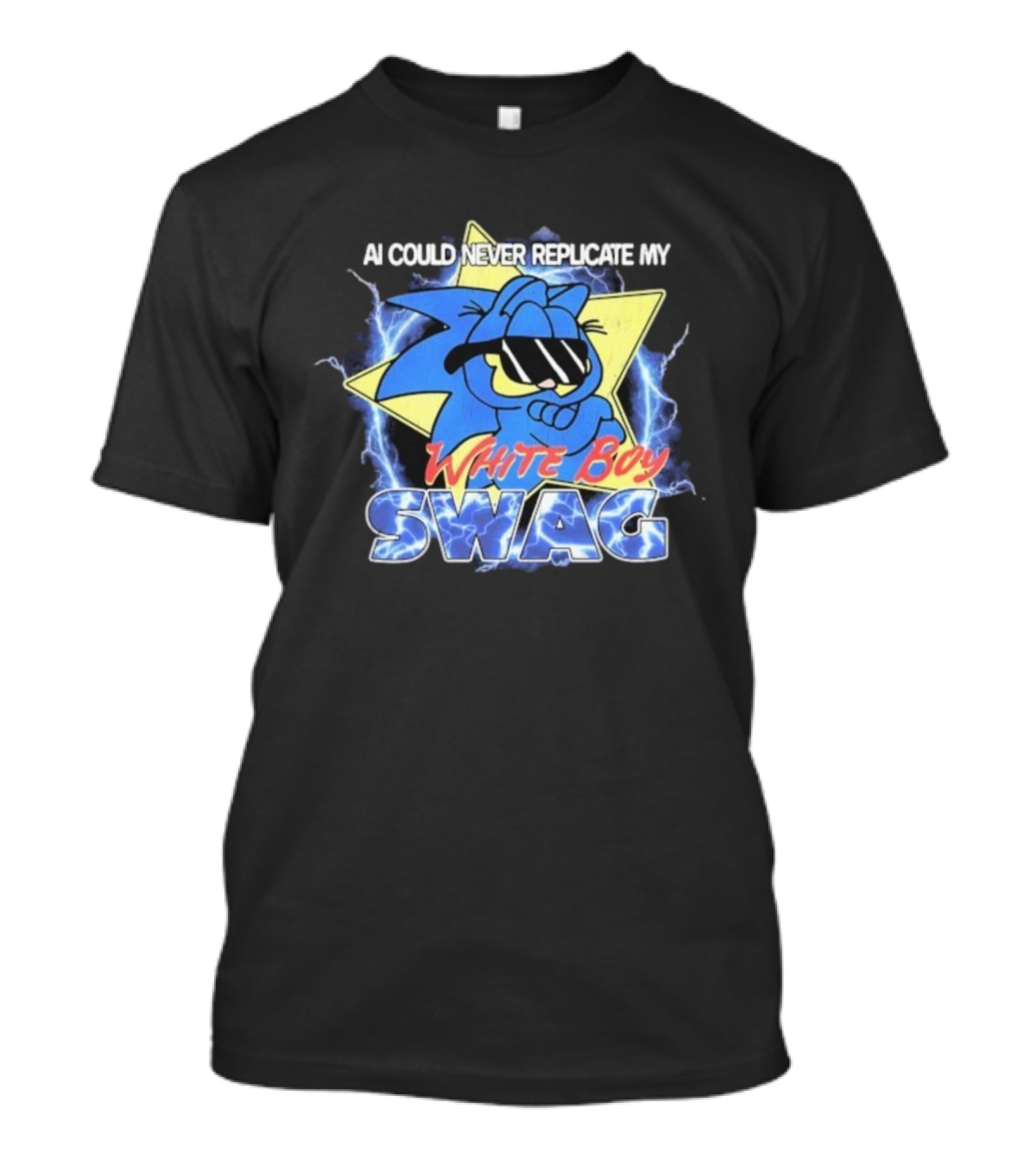 AI Would Never Replicate My White Boy Swag Blue Cartoon Star Parody T-Shirt