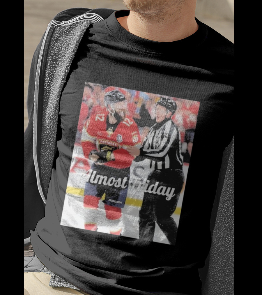 Almost Friday Florida Panthers Tongue Out Hockey Moment T-Shirt