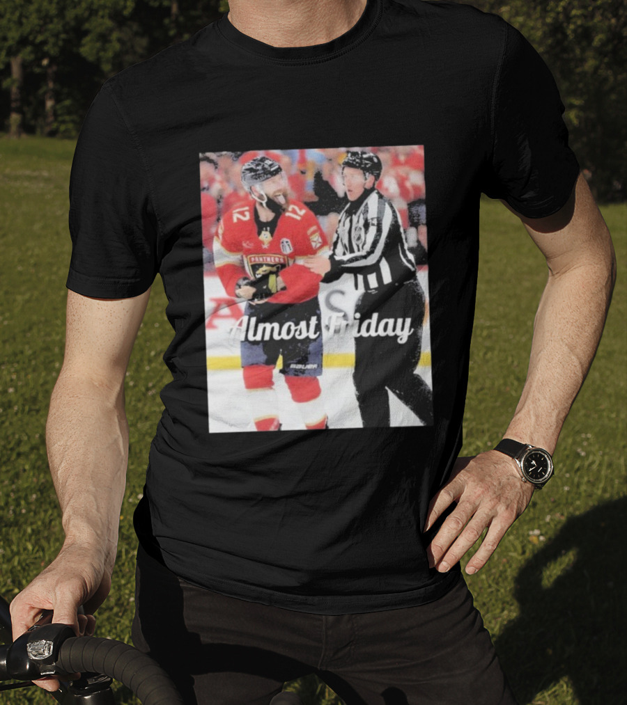 Almost Friday Florida Panthers Tongue Out Hockey Moment T-Shirt